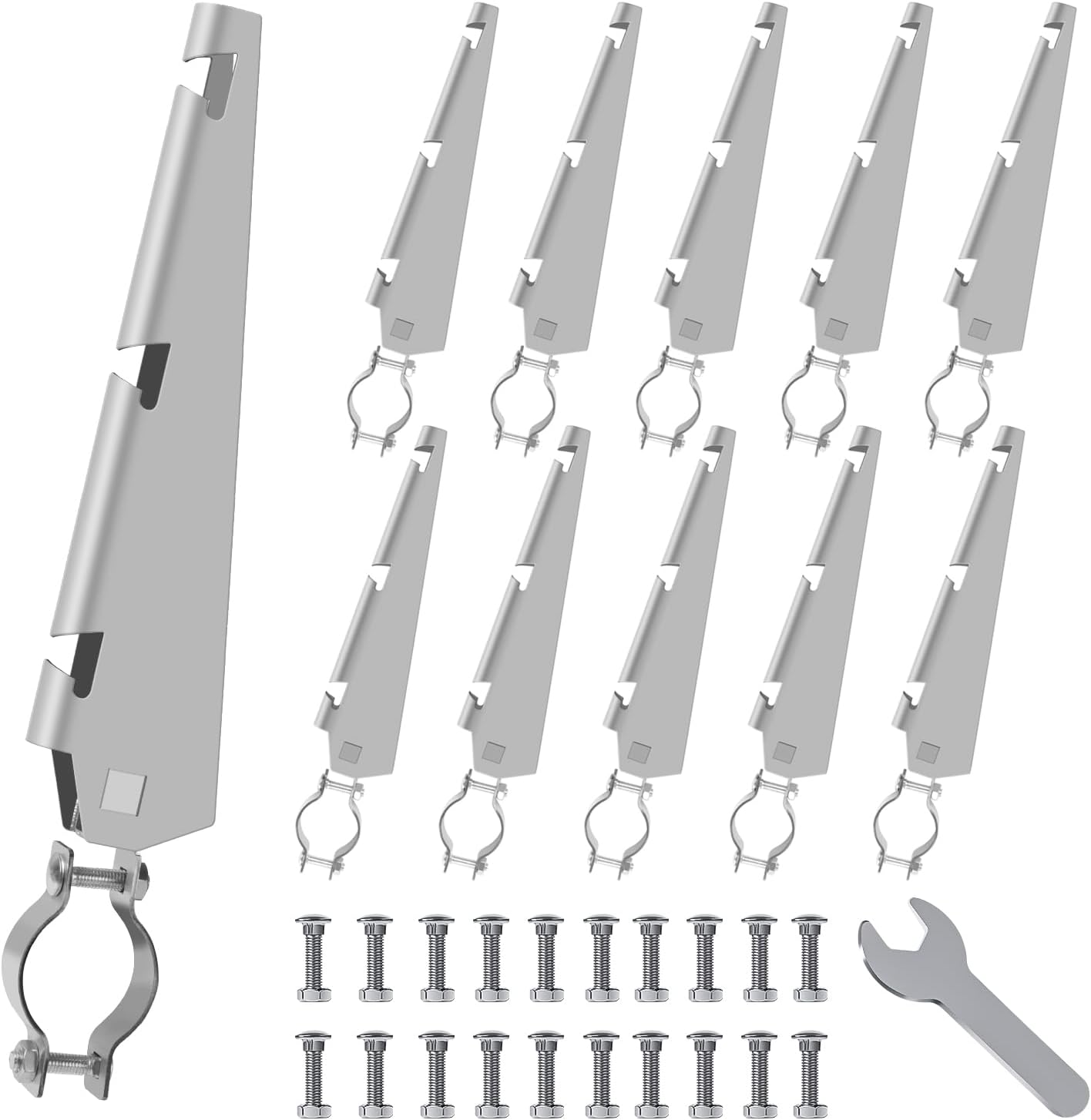 Hwedra Barbed Wire Extend Arm for 1-3/8" Top Rail Chain-Link Fence, Hot-Dip Galvanized Steel Cornered Barbwire Arm for Garden and Home, All Bolts&Spanner Included, 10Pcs