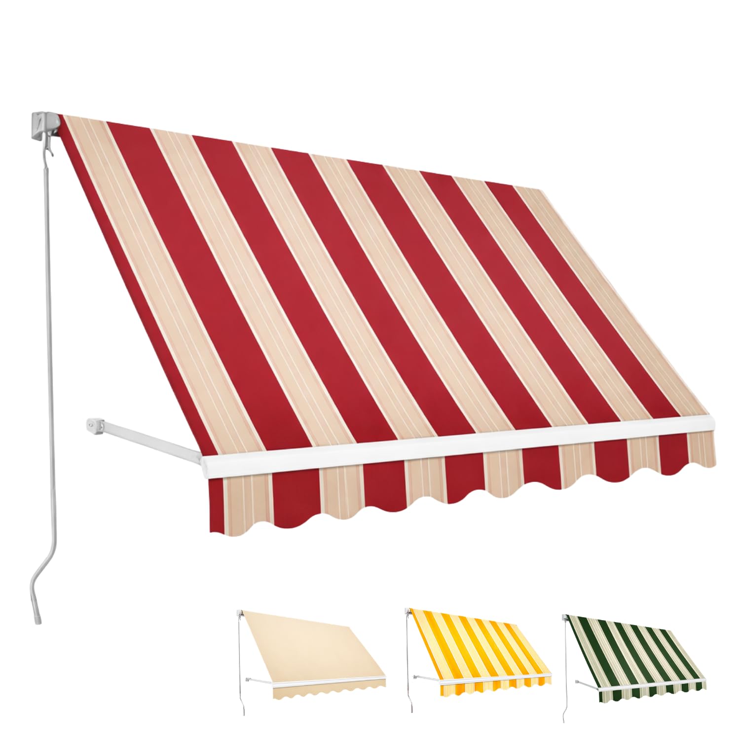 Paluplus Tenda da Sole a Caduta, Misura 400x300 cm, Senza Cassone con braccio avvolgibile e Braccetti Fermatenda, Telo Resistente 280 g/m², per Balcone e Terrazzo -3910F -10 (Bordeaux e Crema)
