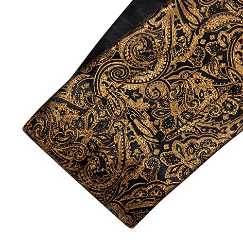 Image of YOHOWA Men Cummerbund Bow Tie Set Silk Paisley Formal Pre-Tied Bowtie Pocket Square Cufflinks Wedding Party Prom