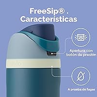 Vista 3 de Owala - Botella de agua FreeSip de acero inoxidable con aislamiento, sin bisfenol A, incluye sorbete, para deportes y viajes, 24 oz, Denim