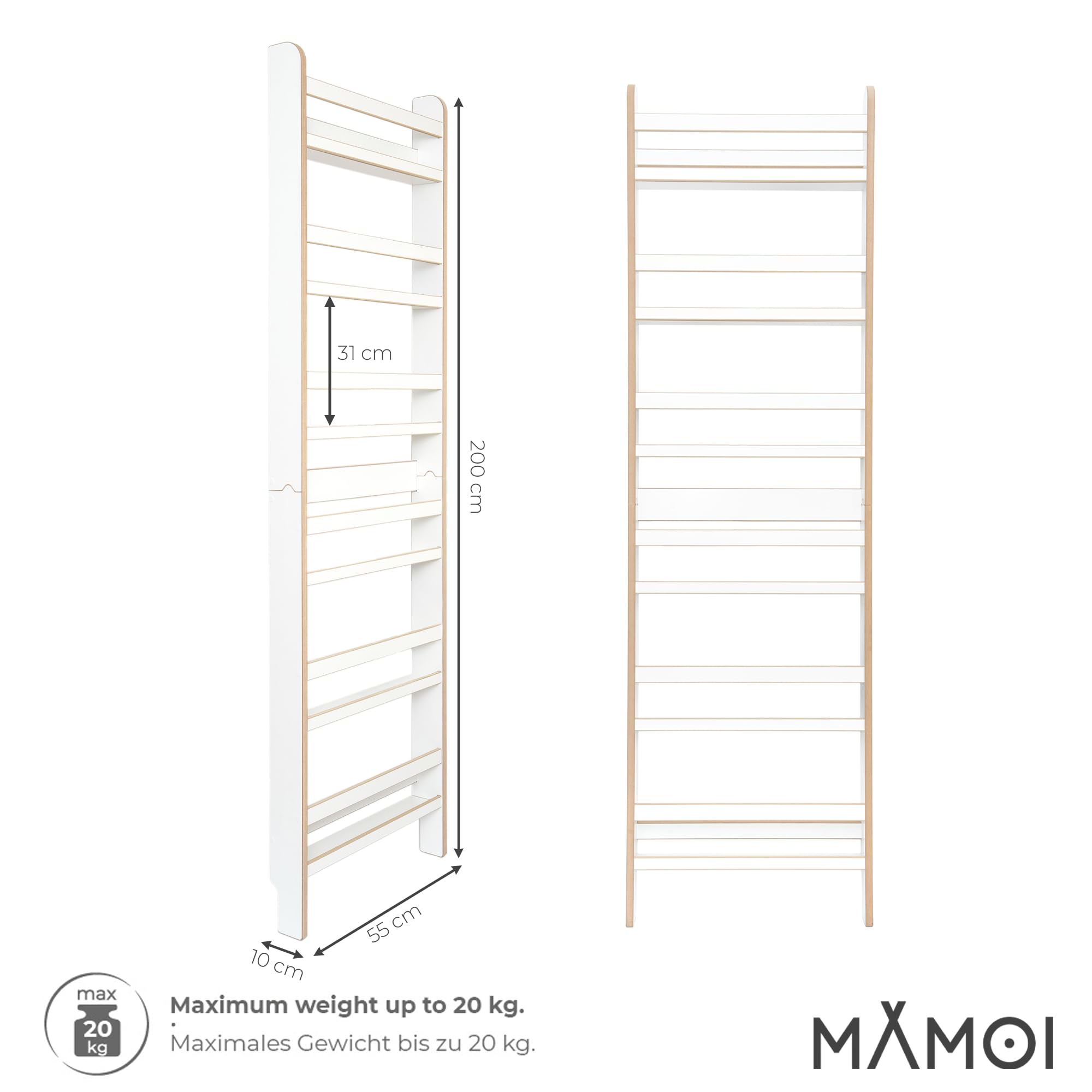 MAMOI® Kinderbücherregal aus Holzwerkstoff – Bücherkiste, Kinderbücherregal, Bücherregal für Kinderzimmer, Bücherbank, Wandregal, Montessori Kindermöbel