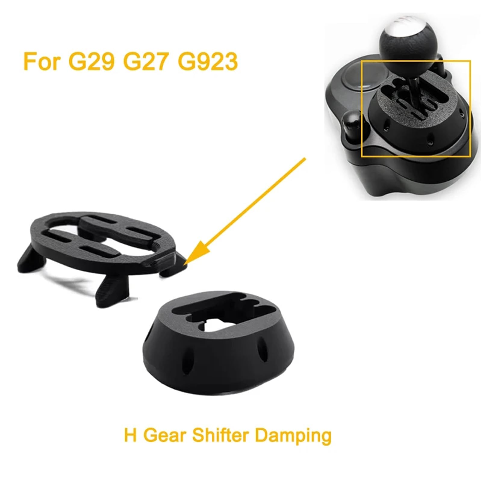 Benshuuk H Gear Shifter Dämpfung Upgrade Kit Mod für Logitech G29 G27 G920 G923; Dämpfungsadapter verbessern Gefühl Simuliertes Rennspiel (Black)