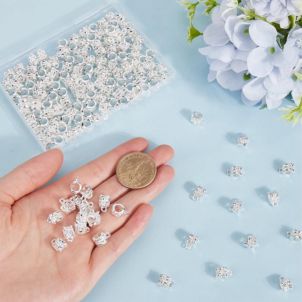 160pcs Connector Bail Beads - Small Silver Spacer Beads For Jewelry Making