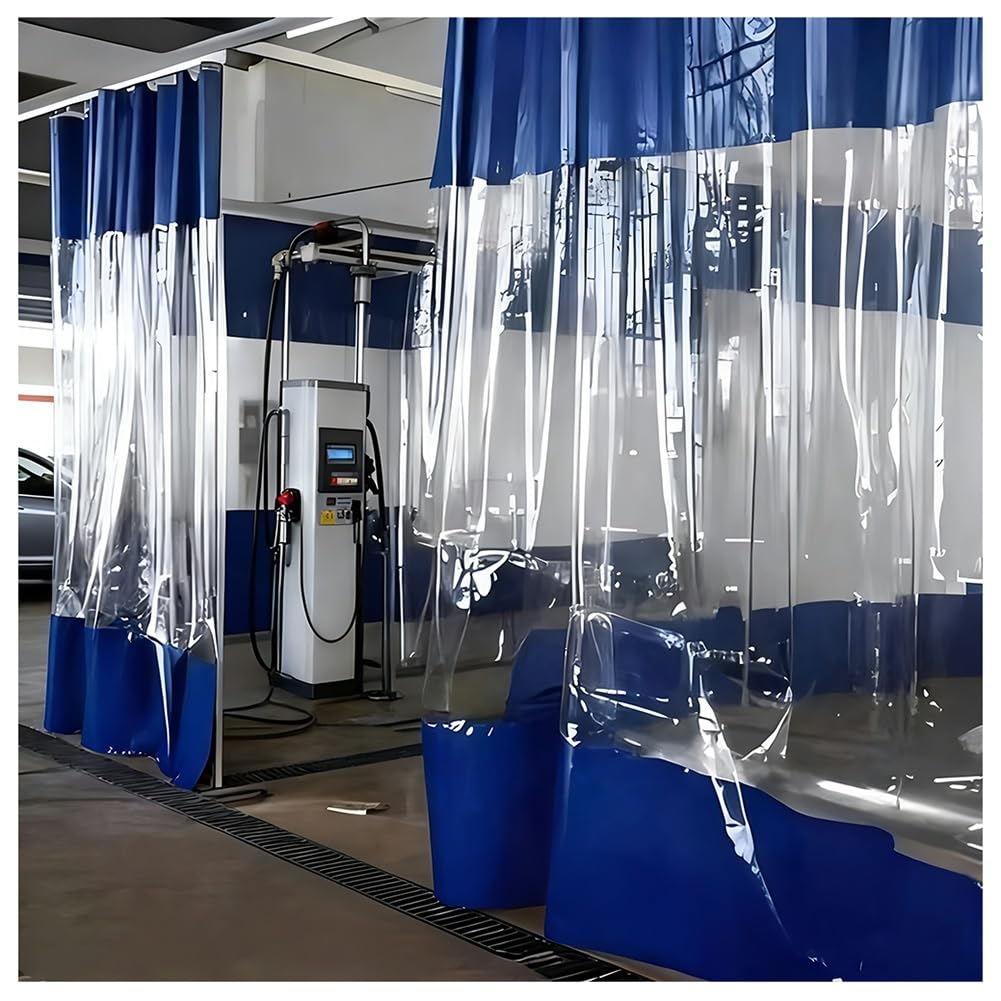 GJZQDKX Garage Divider Curtains, Industrial Wash Bay Curtains with Eyelets, Outdoor Vinyl Curtains for Patio, Quick Waterproof Screen Cover, for Porch Wash Car Depot(Blue,3x3m/9.8x9.8ft)