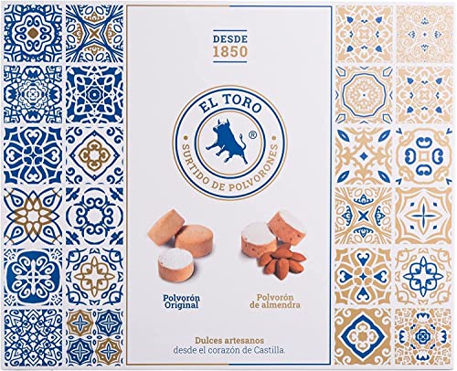 El Toro - Surtido de Polvorones Almendra y Original - estuche 500 gramos - Valladolid (Tordesillas) - elaborados con almendras y harina- dulces Navidad - receta tradicional