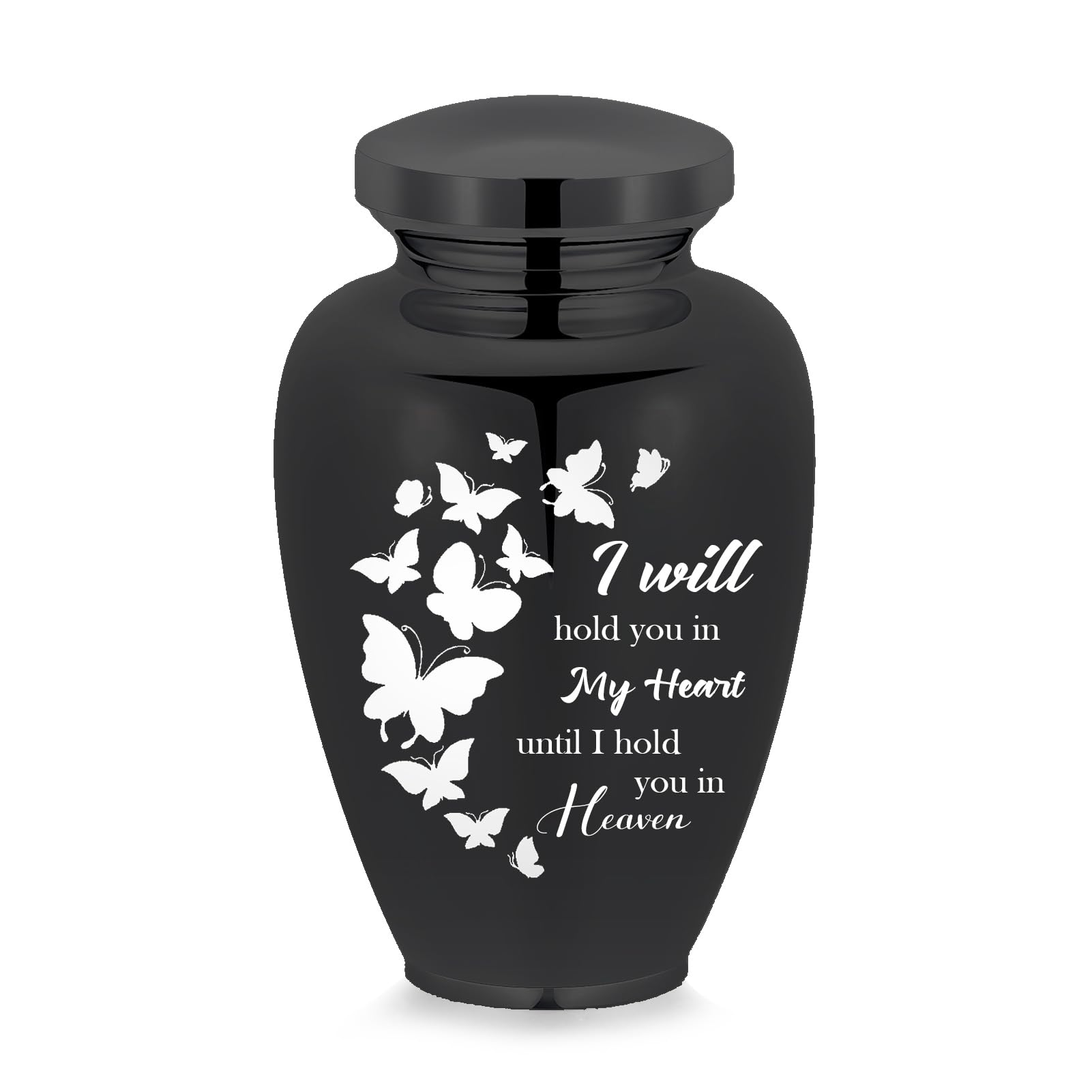 Cremation Urns for Dogs Cats Ash Holder Large Urns for Human Ashes Memorial Urn for Adults Male Female Keepsake Funeral Urn (Black Butterfly)