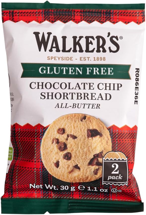 Shortbread Gluten Free Rounds – Chocolate Chip, Traditional Pure Butter Scottish Biscuits, 30 g (Pack of 60) [Packaging May Vary]
