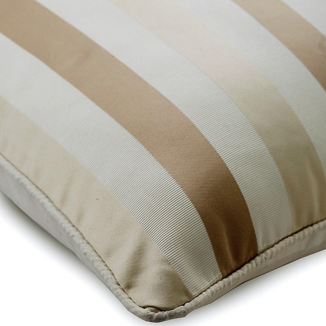 The HomeCentric Funda de Almohada Decorativa Beige Raya Beige Y Marfil Seda 60 x 60 cm Beige, Funda de cojin Hecha a Mano Seda Jacquard - Striped with Beige