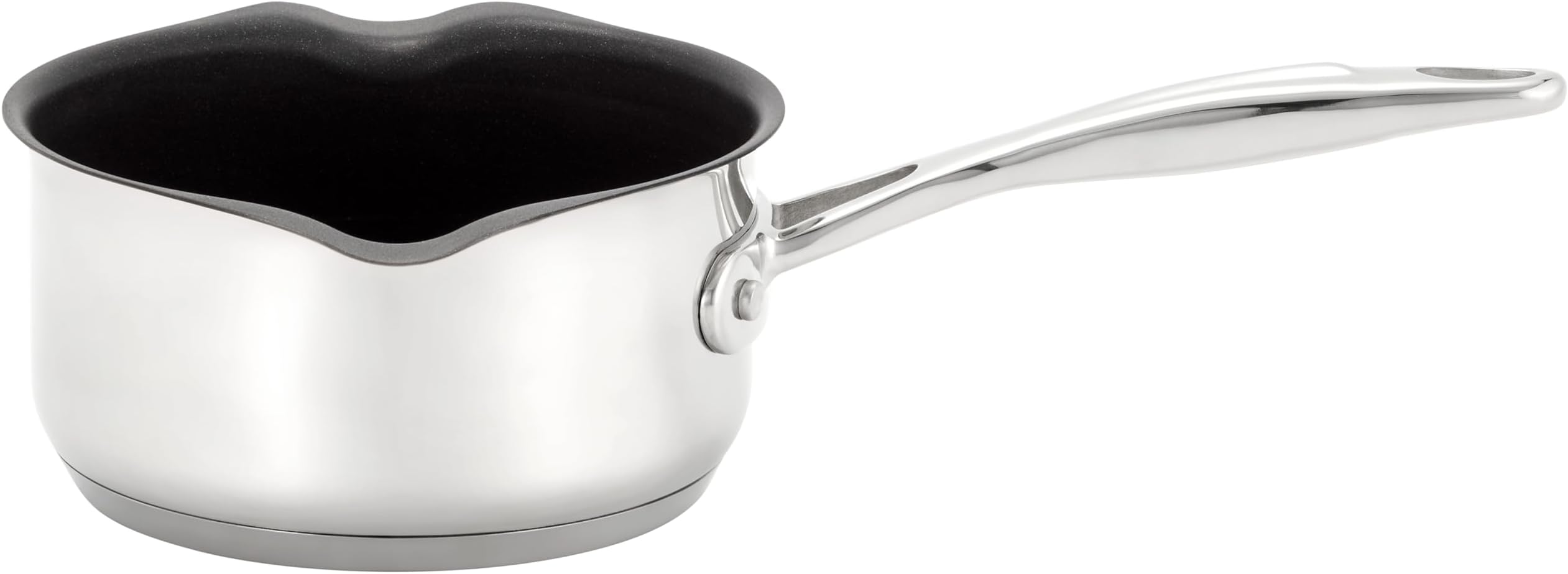 Profile Stainless Steel Non-Stick Milk Pan, 2 Pouring Lips, Induction, Oven Safe, Dishwasher Safe, 800ml/14cm - 10 Year Non-Stick Warranty