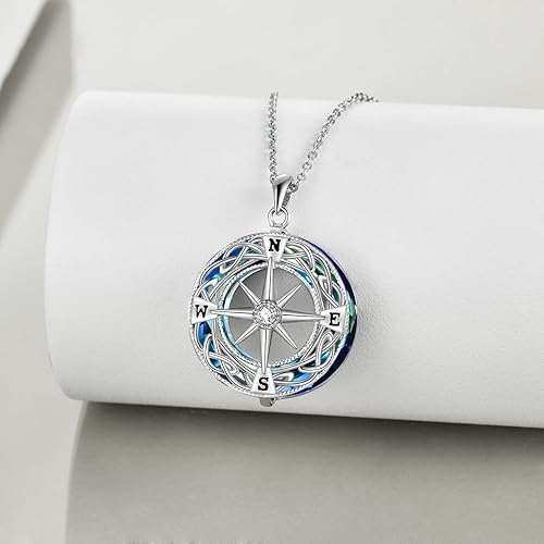 Miniatura 3 de ONEFINITY Collar de brújula de plata esterlina con nudo celta, collar de graduación, amistad, talismán, viaje, inspirador, regalo de graduación,