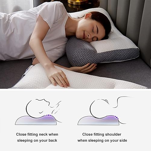 Almohada súper ergonómica, almohada ortopédica de contorno ergonómico ajustable, almohada de contorno de tracción adecuada para dormir de lado,