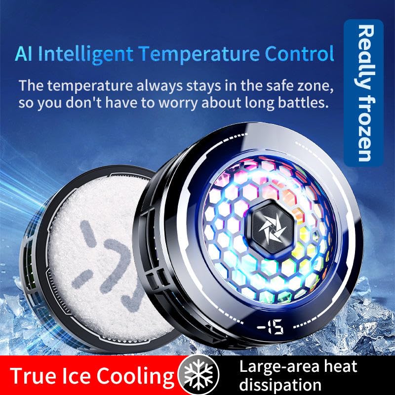 Image of Phone Cooler with AI Cooling Mode, RGB Lighting, Real-Time Temperature and Power Display, Strong Magnet and Clip Mount, Ultra-Quiet Fan (SL71)