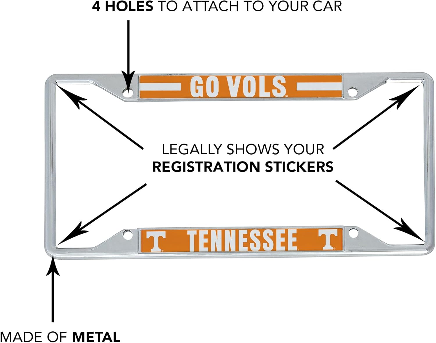 Desert Cactus University of Tennessee License Plate Frame UT Knoxville Volunteers Vols Holder for Front or Back of Car Metal Car Tag Holder Officially Licensed (Slogan 2) - Image 4