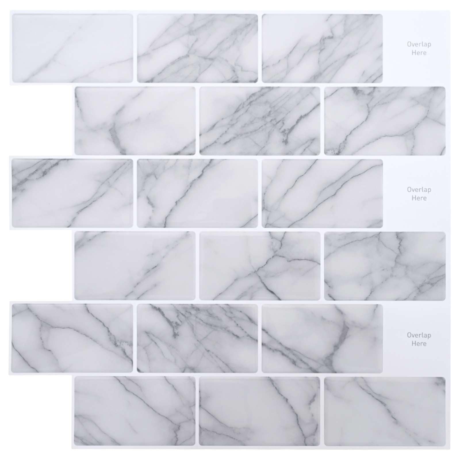 Azulejo de metro 50 piezas blanco mármol 30 x 30 cm autoadhesivo poliuretano PET para baño cocina diseño moderno diseño creativo espacio