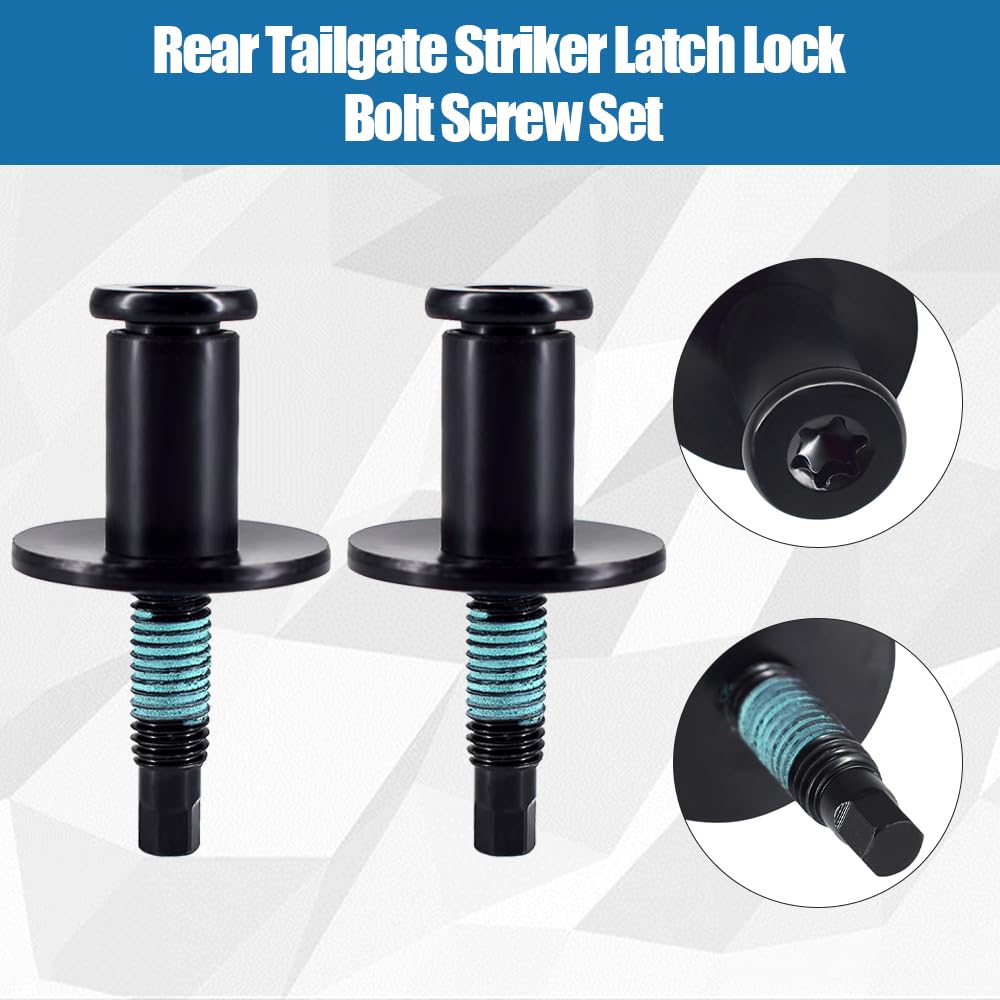 Rear Tailgate Striker Latch Lock Bolt Set (2 Pcs) - Compatible With 1997-2016 Ford F150, F250, F350 Super Duty & More (Black)