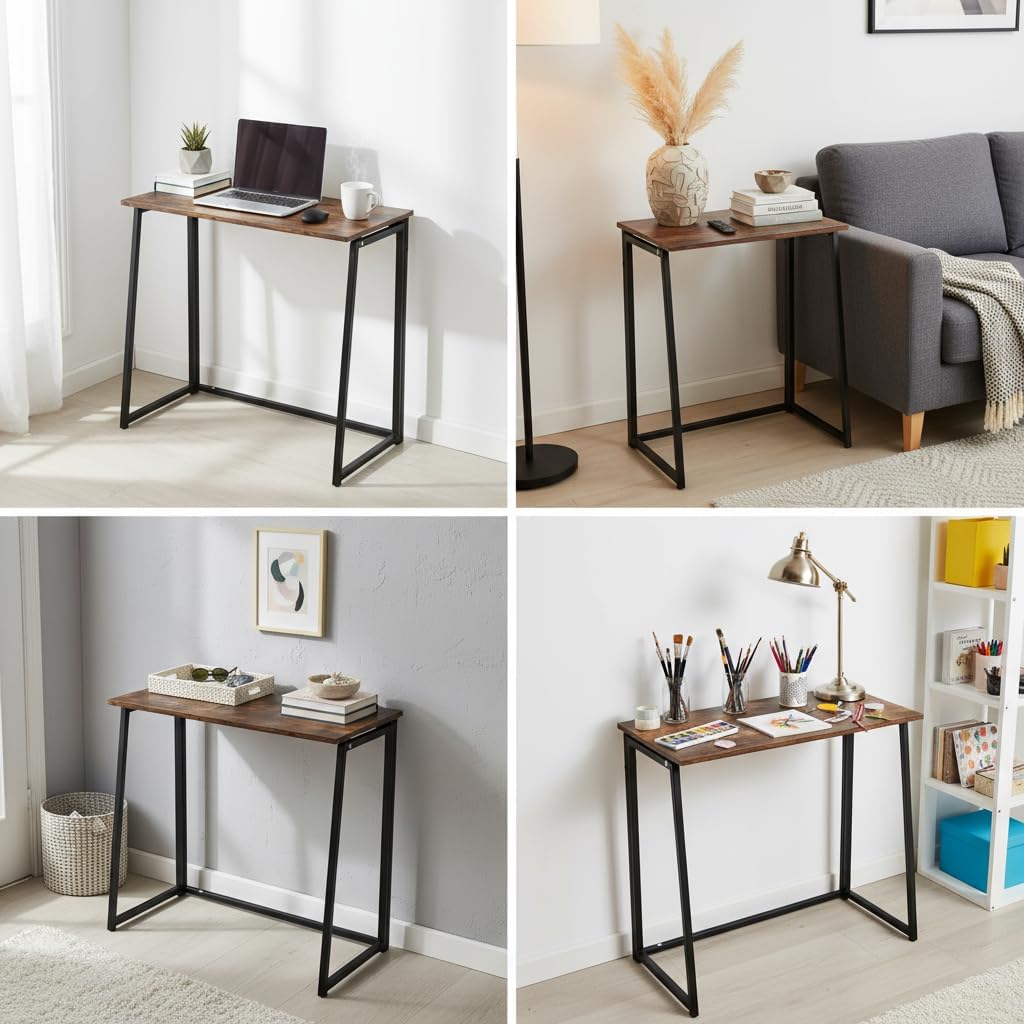 COZYCASA Folding Desk, 32 in Folding Writing Computer Desk for Teens Students, Small Desk for Home Office, Modern Simple Study PC Laptop Workstation, Easy Assembly Needed, Vintage