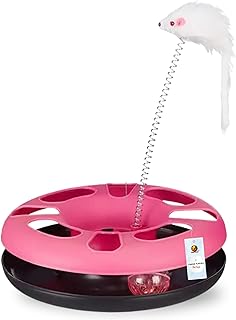 Foodie Puppies Cat Happy Circle with Ball Bell and Feather Mouse Attached for Cats and Kittens (Color May Vary) | Interactive Fun Toy for Exercise and Physical Health of Cats & Kittens (Happy Circle)