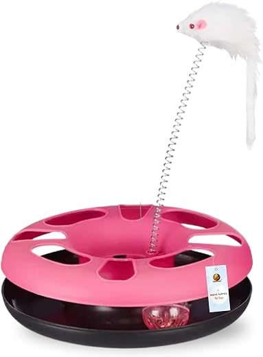 Foodie Puppies Cat Happy Circle with Ball Bell and Feather Mouse Attached for Cats and Kittens (Color May Vary) | Interact...