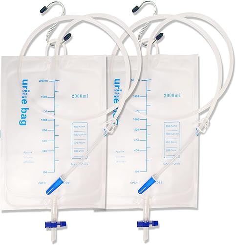 Miniatura 8 de Bolsas de drenaje urinario, 67.6 fl oz, tubo extra grande de longitud extra, bolsas de drenaje médico de emergencia unisex, válvula antirreflujo,