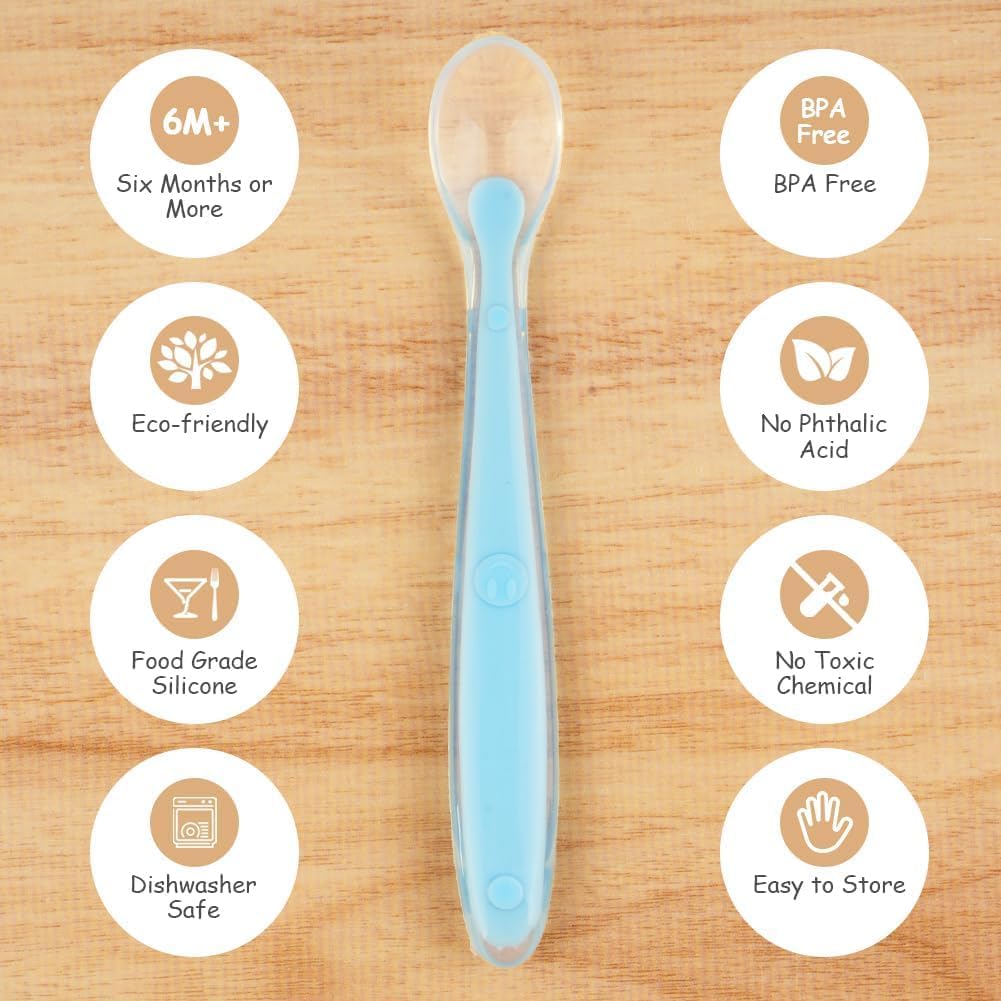 Novo Baby Soft Silicone Baby Fruit & Food Feeder | 1 PCS Silicone Food Dispensing Spoon 90ML | 2 PC Spoons BPA-Free Finger Toothbrush | Baby Feeding Set (Multicolor) - Image 8 thumbnail