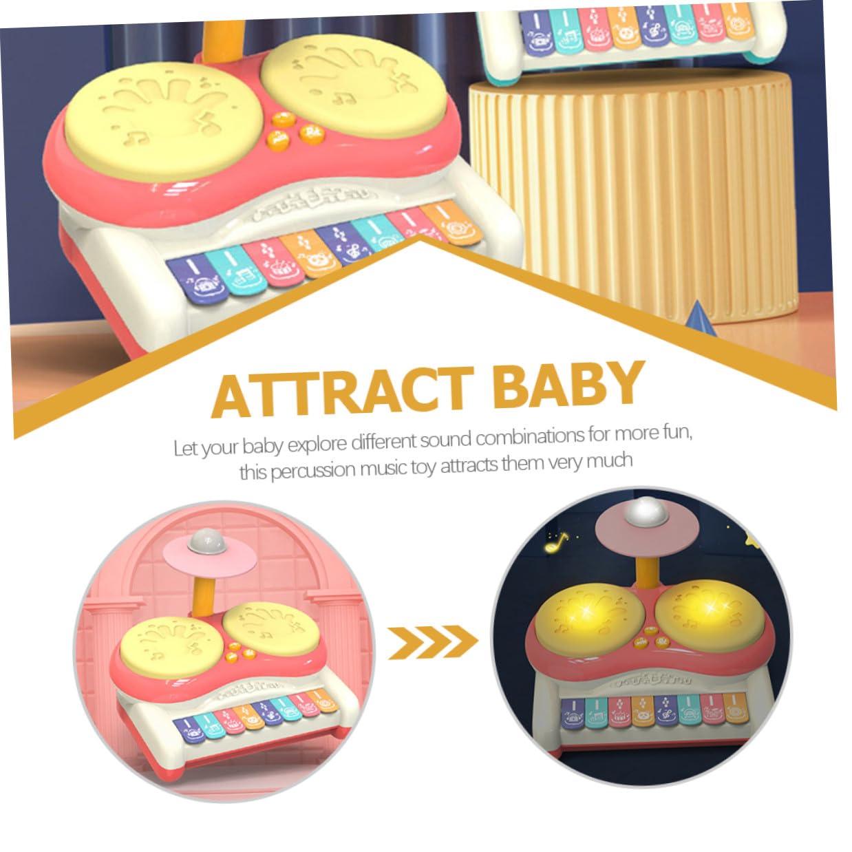 Multifuncional Instrumento de Percusión Infantil Rosa para Niños | Plástico, 3 Pilas Aa No Incluidas, Coordinación Ojo-mano y Destreza Digital, para Peques y Edades Tempranas