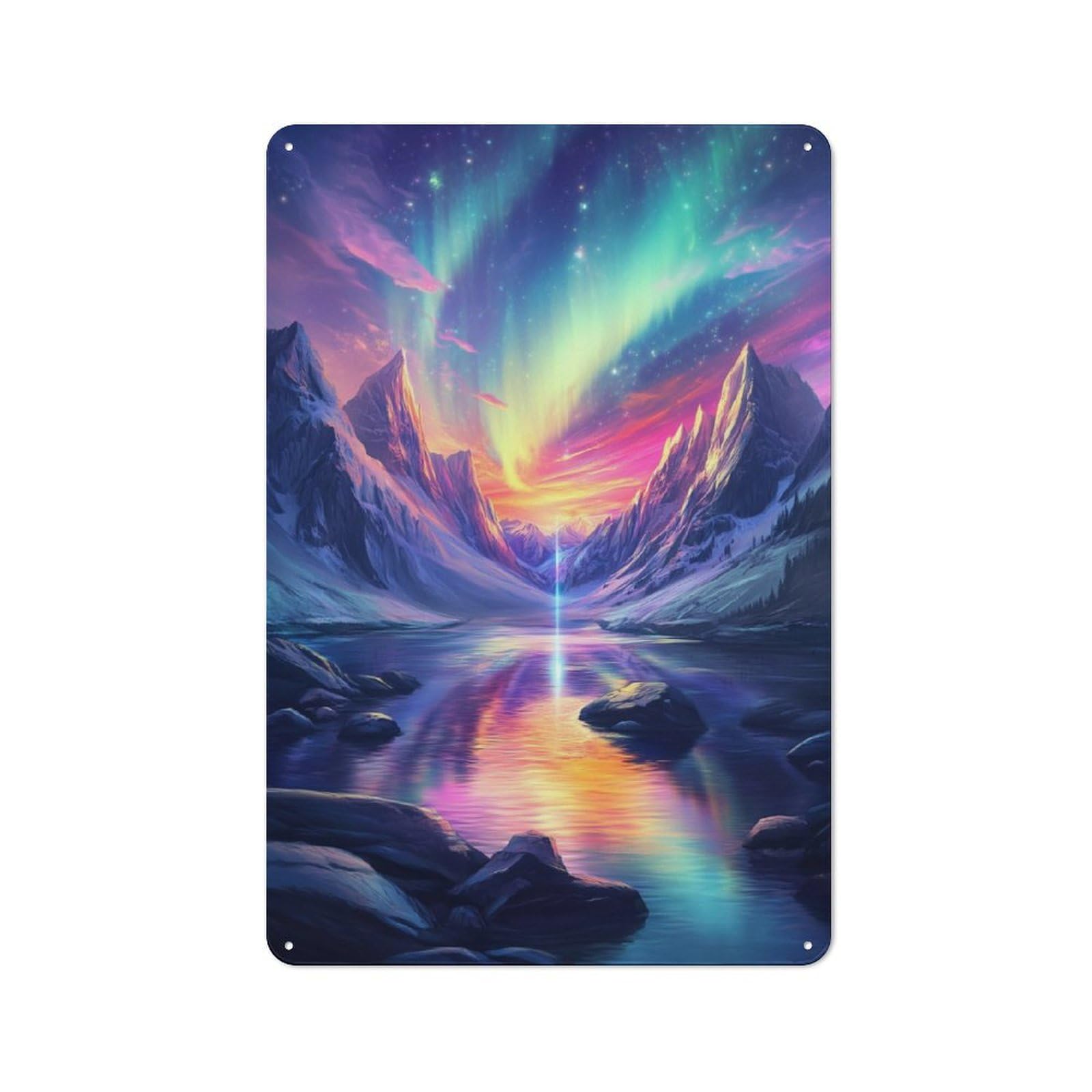 Junmoney Space Aurora Borealis Mountain Retro Tin Wall Plaque 30X20cm For Man Cave Or Games Room, For Games Room Collectors