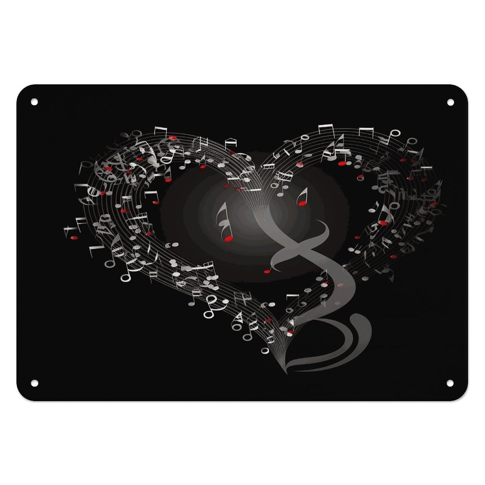 Fekiloot Style Music Note Heart Wall Decor Iron Painting Metal Sign