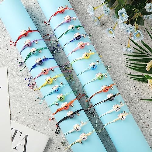 Kigeli 24 Pcs Lucky Cat Bracelets Cute Maneki Neko Adjustable Fortune String Feng Shui Bracelet Ceramic Lucky Cat with Bell for Women3