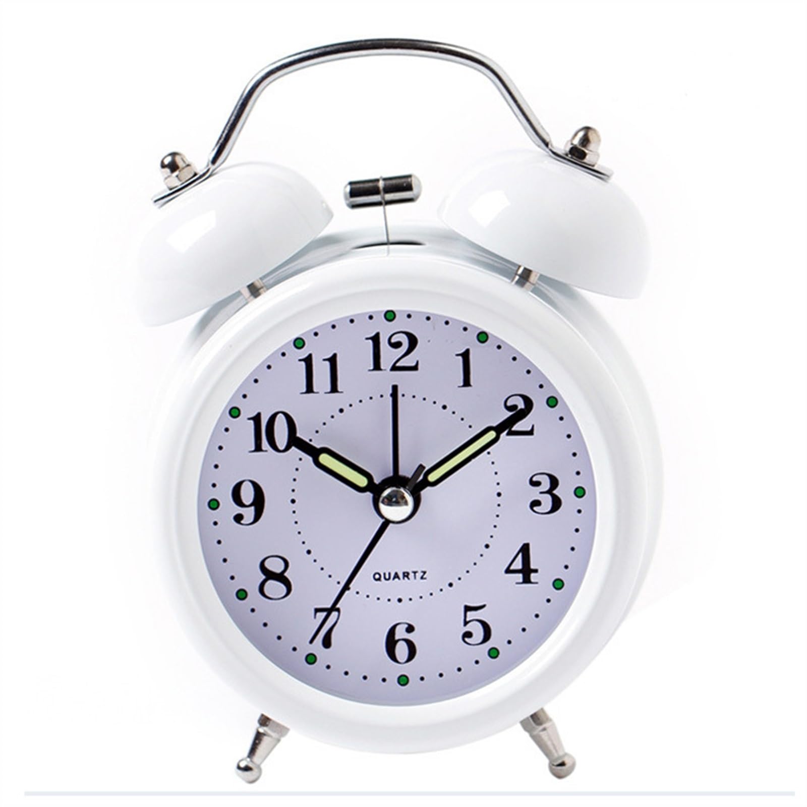 BMKGODN alarm clock， Loud with Backlight,Battery Operated,Silent Non Ticking,for Heavy Sleepers,Twin Bell Extra Retro(White)