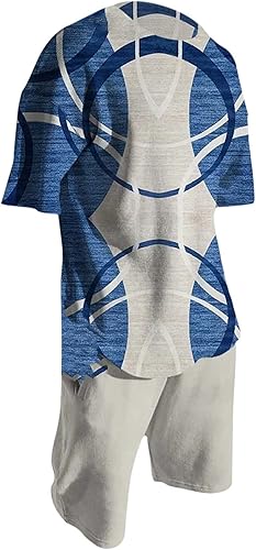 Miniatura 2 de Conjunto corto de 2 piezas para hombre, camiseta de manga corta y pantalones cortos, conjunto deportivo casual grande y alto