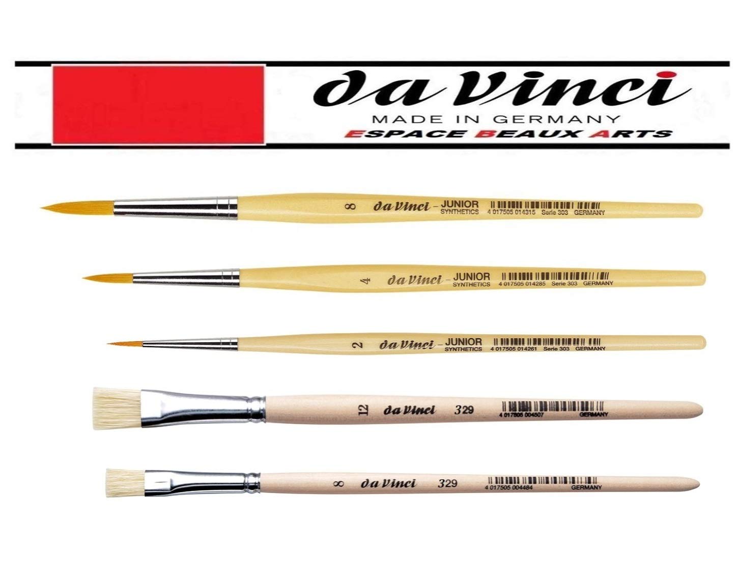 Pennello Da Vinci 329 Piatto Sintetico - Misure 2,4,6,8,10,12,14,16, Per Pittura A Olio, Acrilico, Acquerello, Made In Germany
