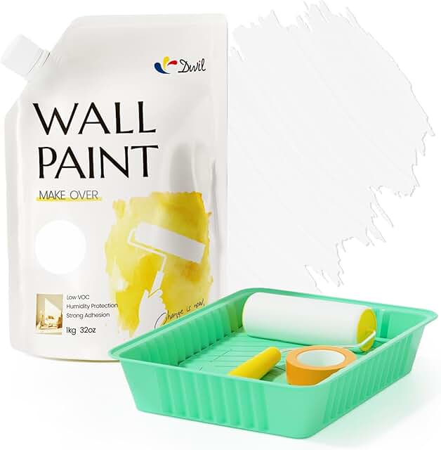 DWIL White Paint for Wall, Water-Based Ceiling Paint with Roller Kit - I...