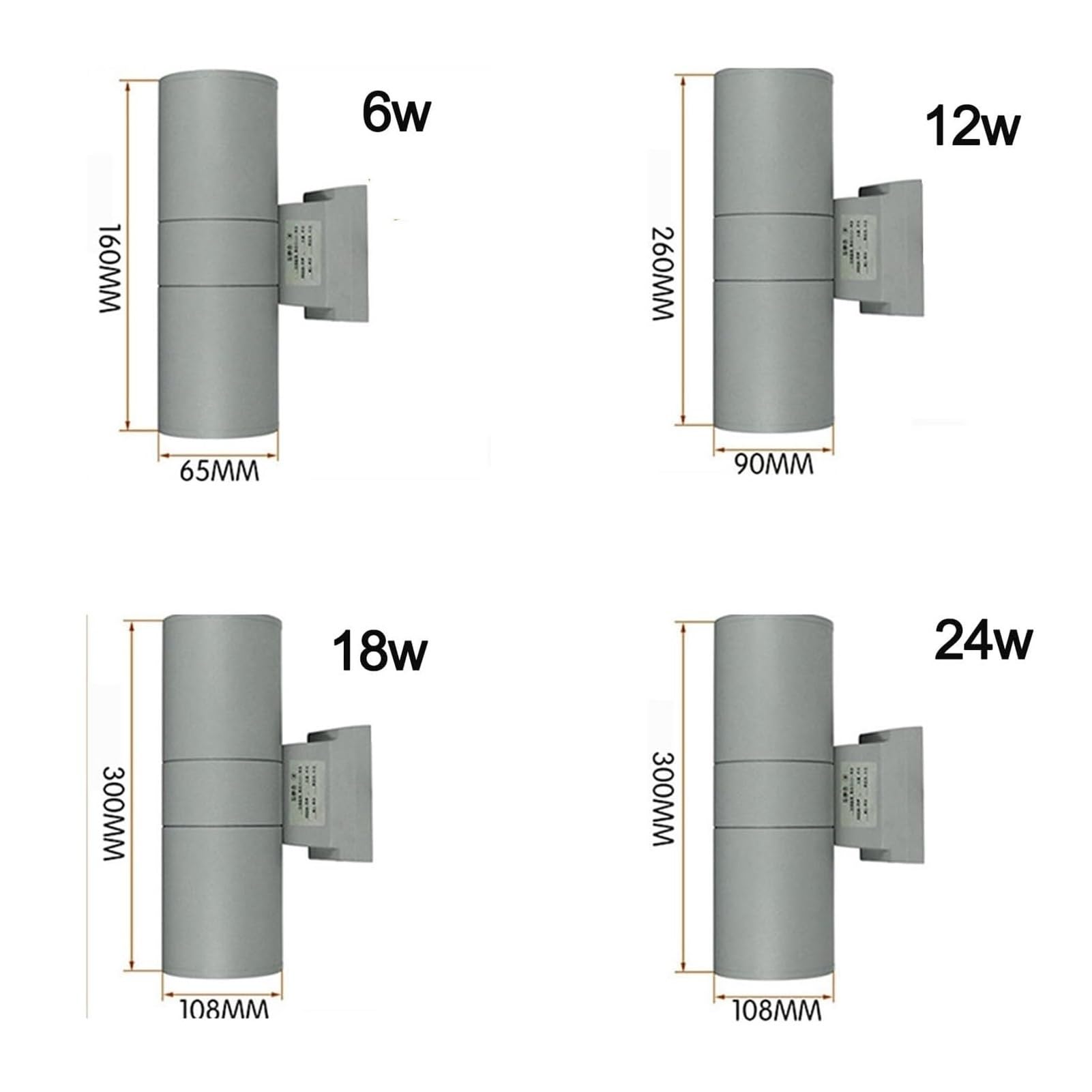 Focos LED - Luces De Paisaje, Bañador De Pared Exterior Con Irradiación De Doble Cabezal Hacia Arriba Y Hacia Abajo, 220V MLámpara De Pilar Para Patio De Villa IP65(Yellow Light,9w)