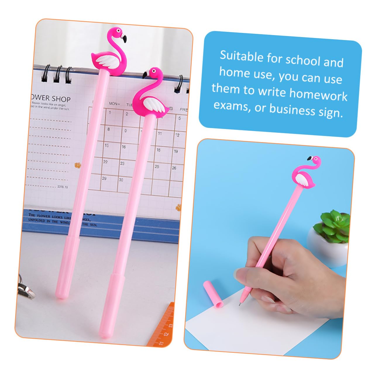 80 Pièces Lot de Stylos Gel Flamant pour Étudiants Pointe Fine Design Cartoon Écriture Scolaire Léger pour Filles et Garçons