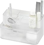 Blue Ginkgo Compact Desk Organizer – Small 5-Compartment, Half Drawer Storage – Pen Holder, Stationery Organizer for Desktop, Vanity, Shelf (Made in Korea, Blue)