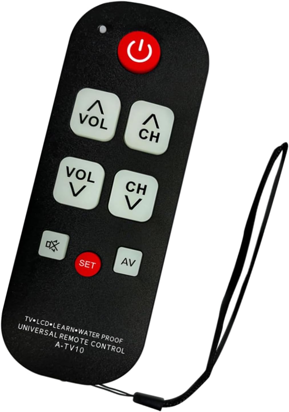 A-TV10 一般リモコン ストラップストラップ付き 複数のテレビブランドに使いやすい ブラックリモコン ストラップストラップ付き