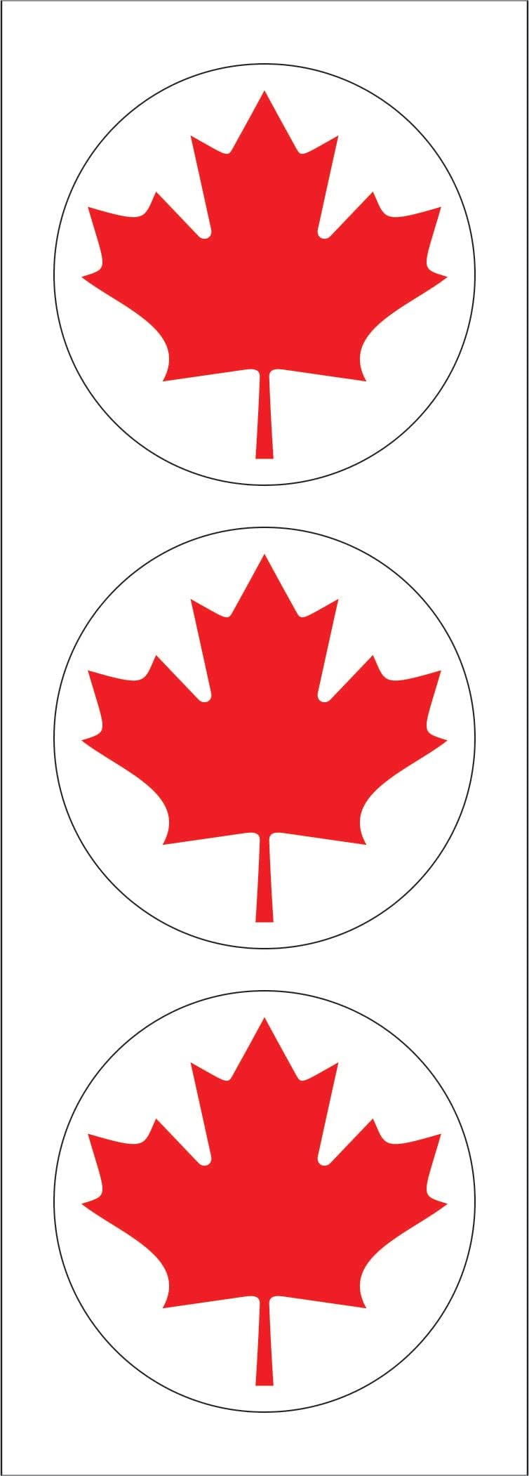 Canadian Canada Flag Hard Hat Sticker, Decal, Label Tool Lunch Box Helmet Maple Leaf Red (Pack of 3) 2" Round