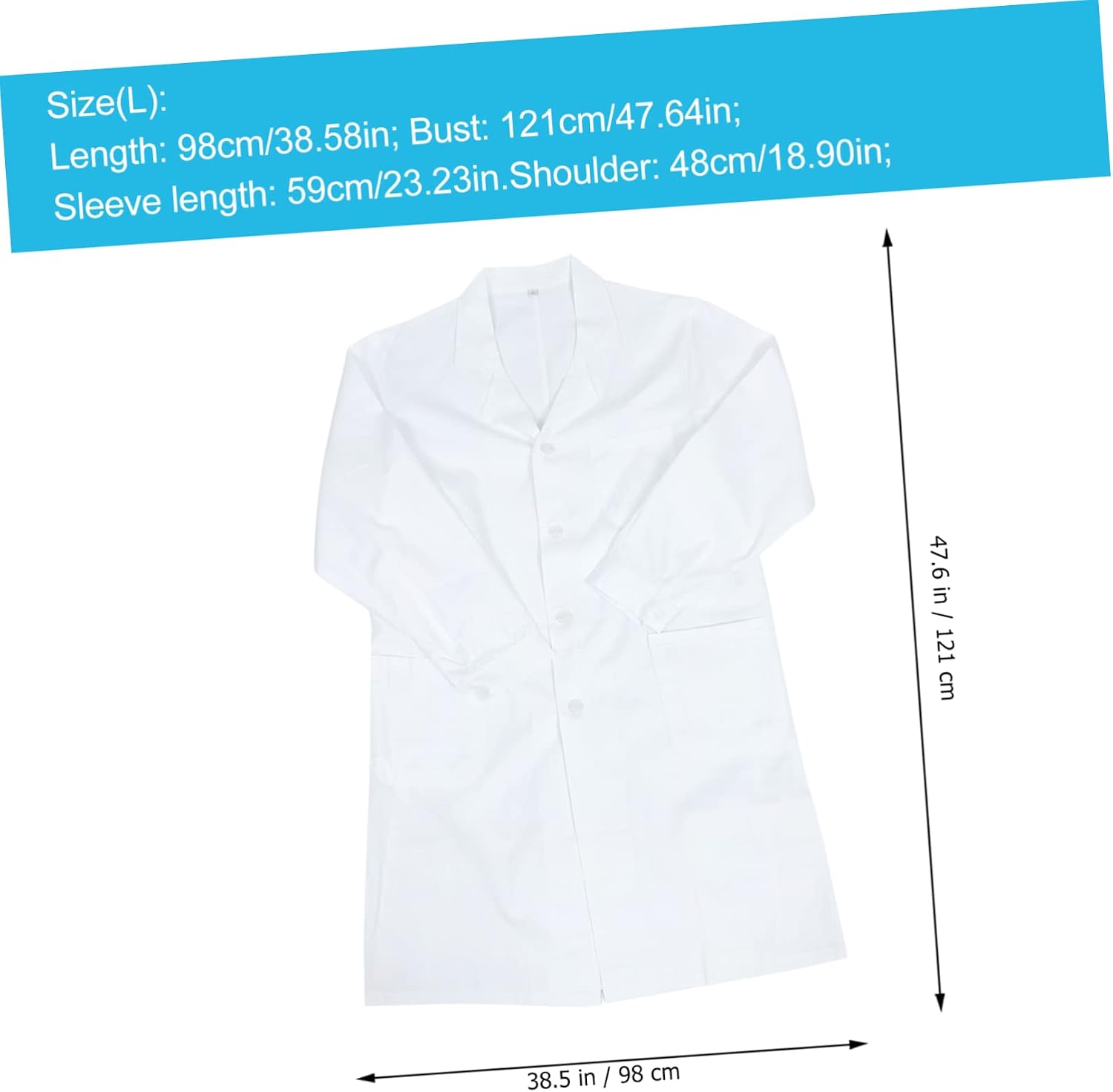 GLEAVI Laboratory White Coat Long Sleeve Doctor Coat with Pockets Breathable and Comfortable for Men and Women for Professionals Labs and Hospitals