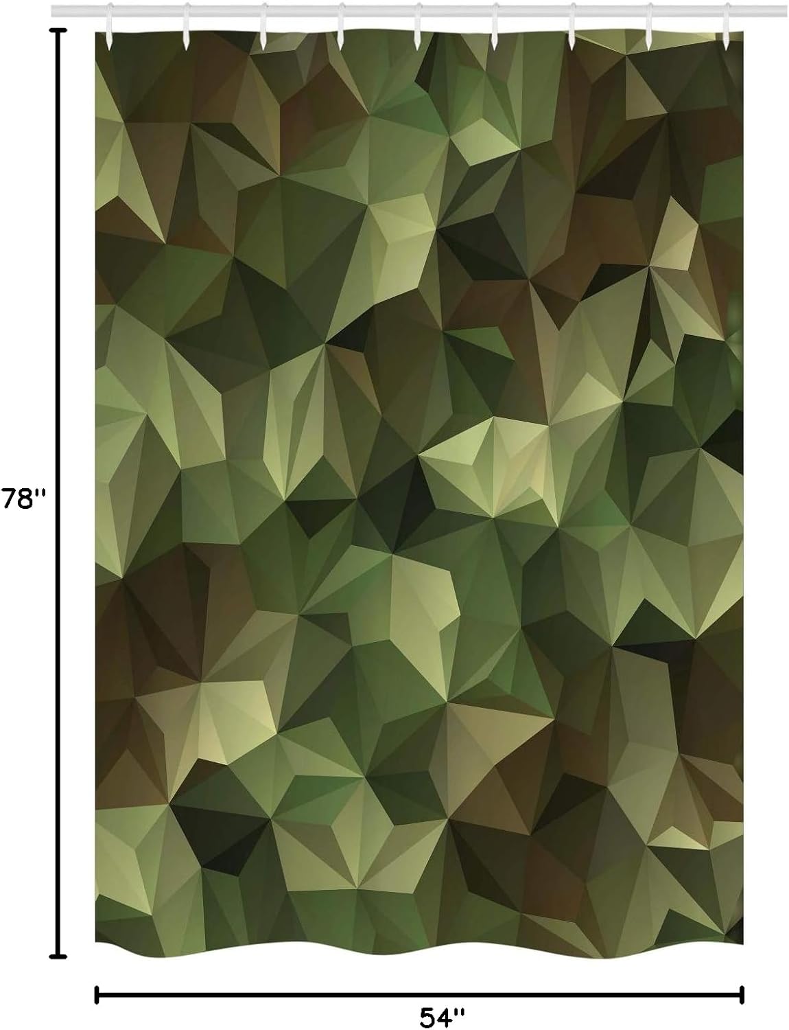 Ambesonne Geometric Stall Shower Curtain, Abstract Style Composition Camouflage Design Angular Polygon Design, Fabric Bathroom Decor Set with Hooks, 54" W x 78" L, Green Brown