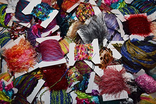 Fiber for Embellishments 100 Yards 10 Colors Novelty Yarn Grab Bag for Scrapbooking, Fiber Art, Knit/Crochet, Felting, Jewelry Making