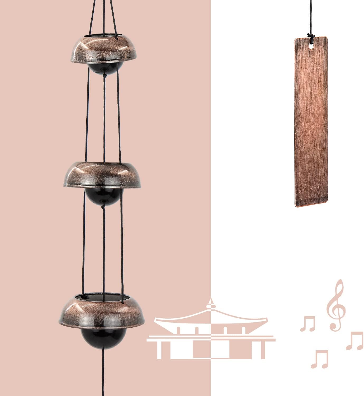 Copper Wind Chimes, Temple Wind Chime,Feng Shui Wind Chimes for Home Yard Outdoor Decoration
