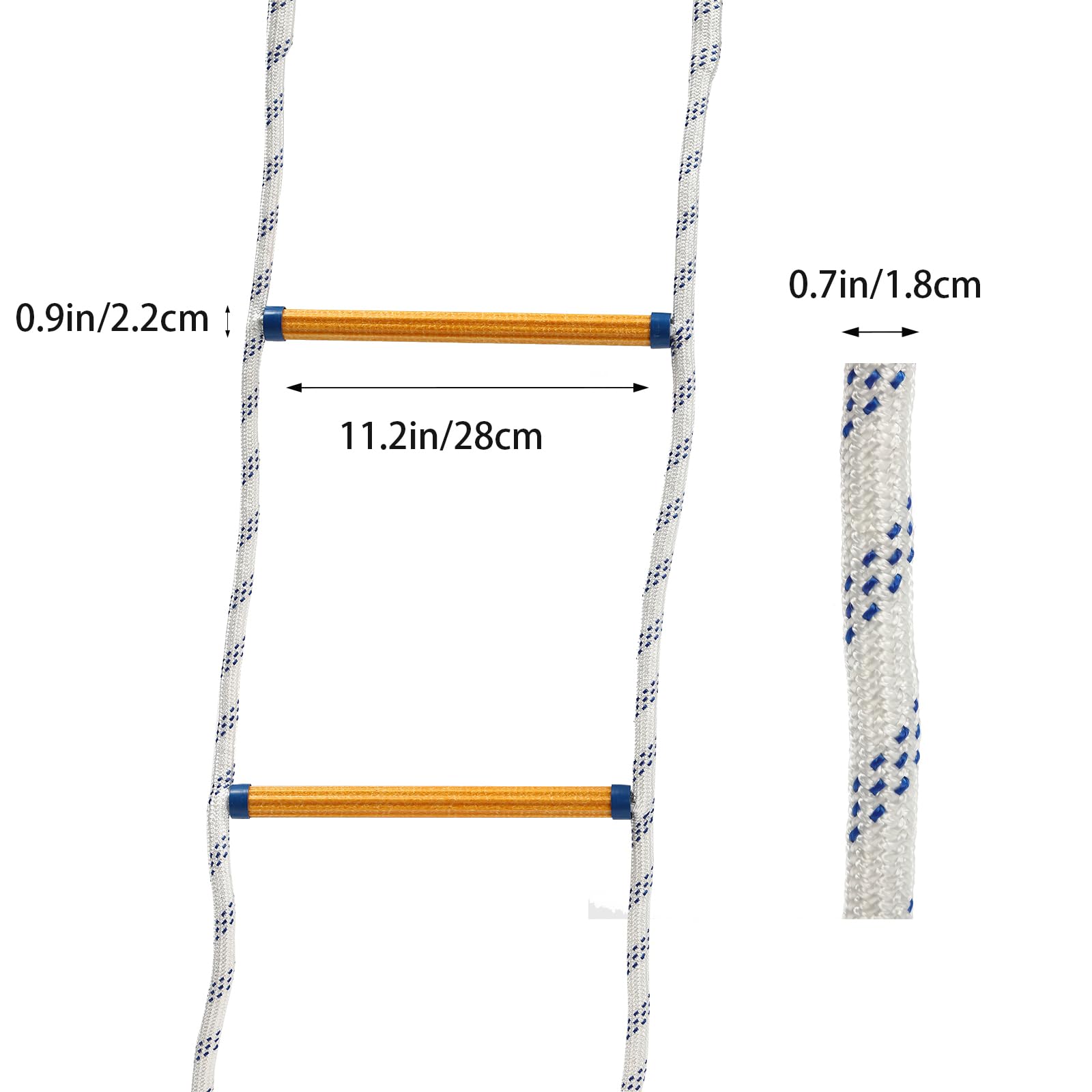 Escalera de cuerda 6 m 200 kg rescate anillos acero manganeso emergencia balcón