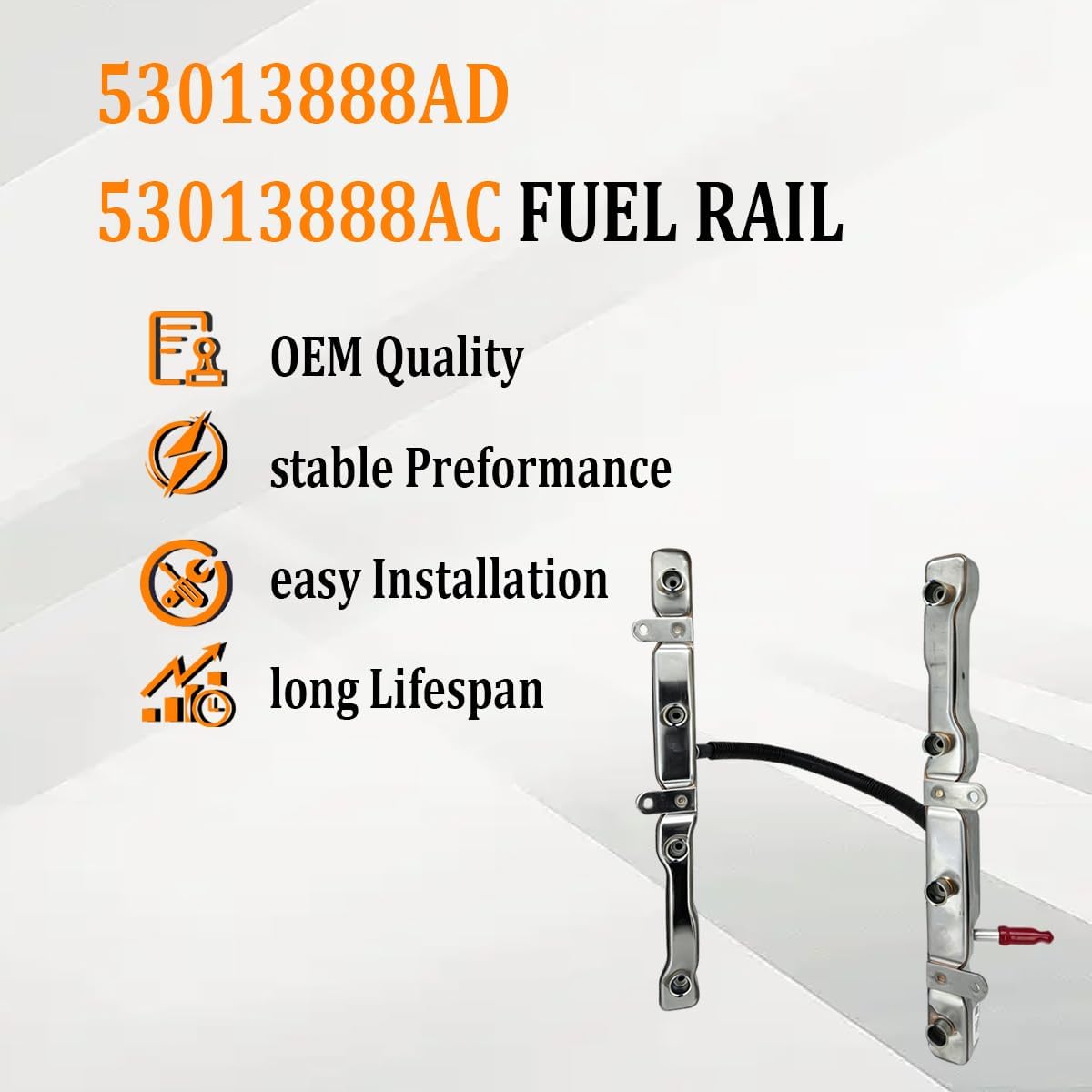 53013888AD Fuel Rail Compatible with Chrysler for Dodge Charger, Durango, Ram 1500 2500 3500,for Jeep Commander, Grand Cherokee, Replace 53013888AC