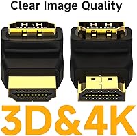 Vista 2 de VCE Adaptador HDMI de 90 y 270 Grados, 2 unidades, Adaptador Conector HDMI Macho a Hembra de Ángulo Recto L, Soporta 3D&4K
