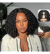 V Part Burmese Curly Wig Human Hair 200% Density Upgrade U Part Wig with Drawstring No Leave Out ...