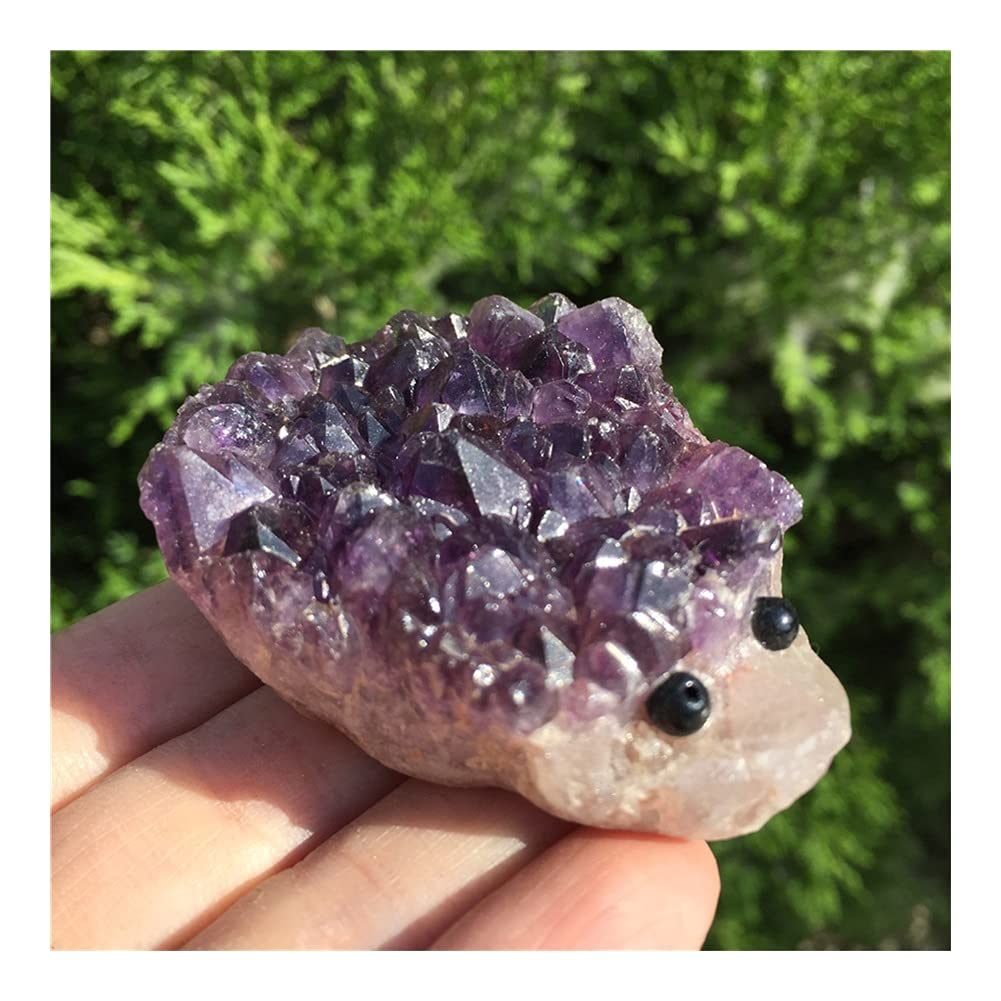 Sehr schöner natürlicher Amethyst, der Igel schnitzt, handgeschnitzter Edelstein, Heimdekoration, Geschenk (Color : 1pcs Random Delivery) ERTEYIN