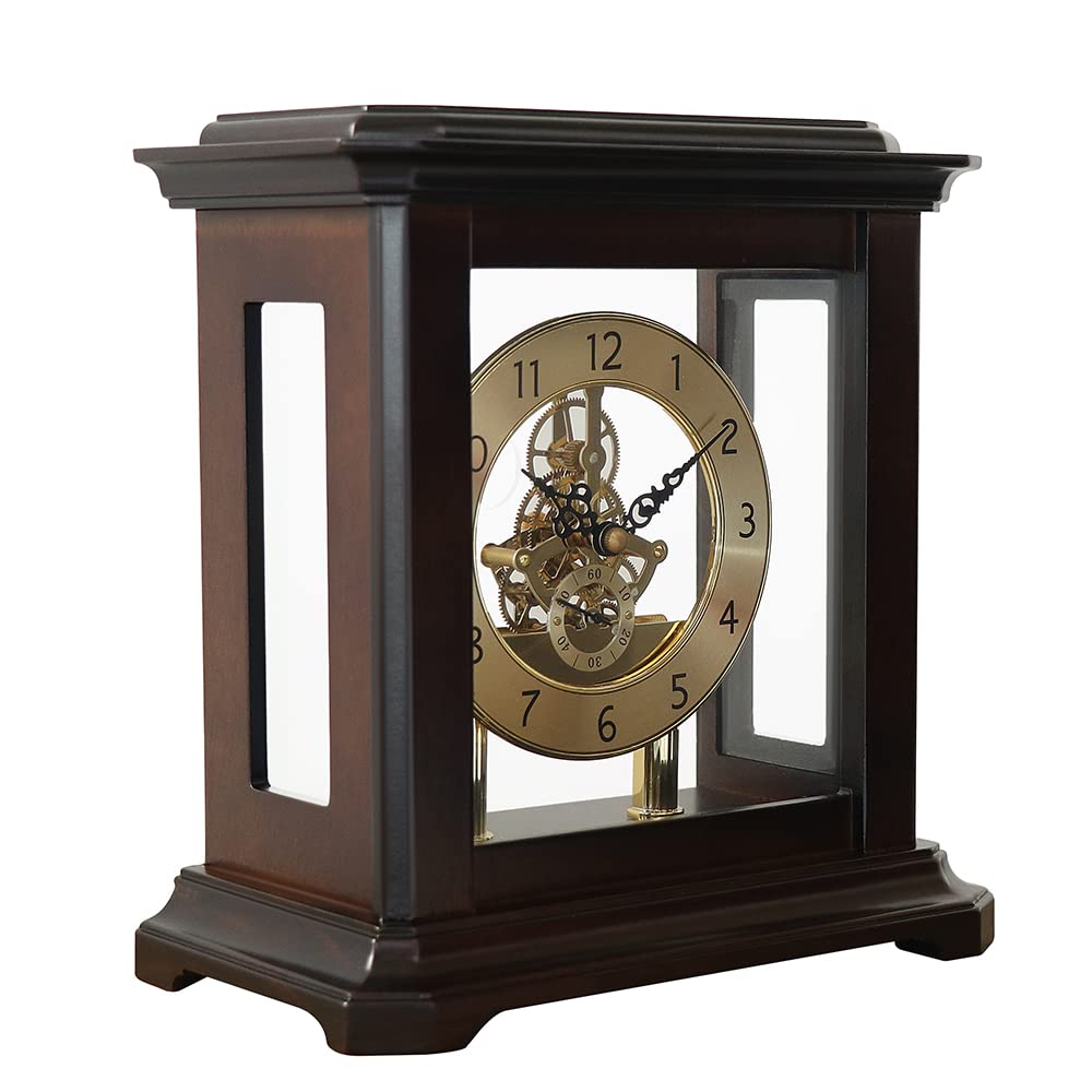 Prim Reloj de Mesa de diseño Elegante de Madera Oscura/Elegante, Motor a Paso de Cuarzo, Esfera Original, decoración de Mesa de Lujo, tamaño 220 x 280 x 180 mm, decoración de Lujo para salón,