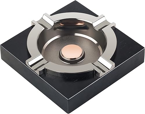 OILP Cenicero para puros, ceniceros geniales regalos para hombres, bandeja de metal para cigarros con base de madera maciza, cenicero negro para