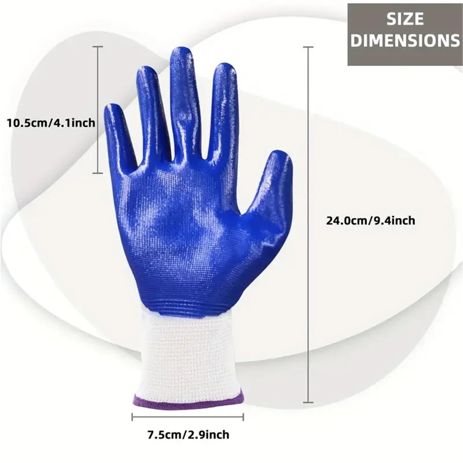 Gants De Travail Antidérapants Gants de travail enduits caoutchouc antidérapants for hommes, gants d'entrepôt industriel jardinage(Blue 6Pairs)