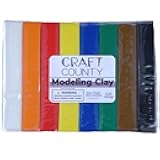 Craft County Modeling Clay – 1 lb (Eight Assorted Color Bars) – Use for Claymation, Models, and Stop Motion (Primarys)